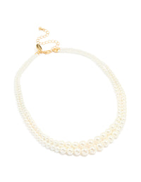 Gold Plated Pearl Layered Strand Necklace - link has visual effect only