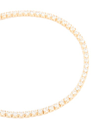 Gold Plated Cubic Zirconia Dainty Tennis Bracelet - link has visual effect only