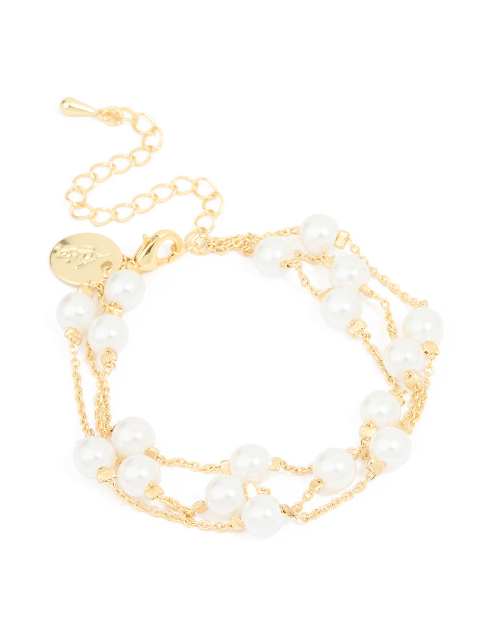 Gold Plated Pearl Layered Chain Bracelet