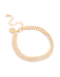 Gold Plated Cubic Zirconia Diagonal Design Bracelet - link has visual effect only