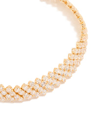 Gold Plated Cubic Zirconia Diagonal Design Bracelet - link has visual effect only
