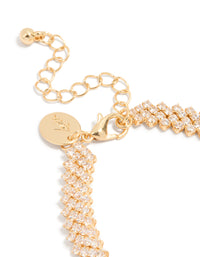 Gold Plated Cubic Zirconia Diagonal Design Bracelet - link has visual effect only