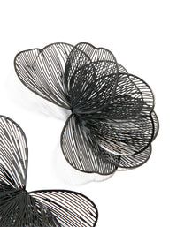 Black Coated Metal Wire Petal Stud Earrings - link has visual effect only