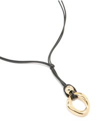 Gold Organic Pendant Black Cord Necklace - link has visual effect only