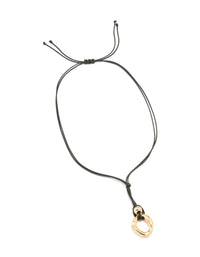 Gold Organic Pendant Black Cord Necklace - link has visual effect only