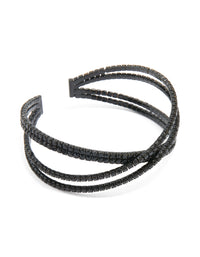 Black Coated Metal Diamante Pavé Wrap Wrist Cuff - link has visual effect only