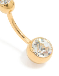 Gold Plated Titanium Diamante Bezel Belly Bar - link has visual effect only