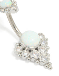 Titanium White Opal Cubic Zirconia Belly Bar - link has visual effect only