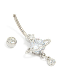 Titanium Cubic Zirconia Planet Belly Bar - link has visual effect only