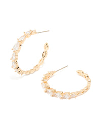Gold Cubic Zirconia Lovely Hoop Earrings - link has visual effect only
