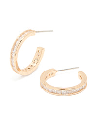 Gold Cubic Zirconia Dainty Hoop Earrings - link has visual effect only