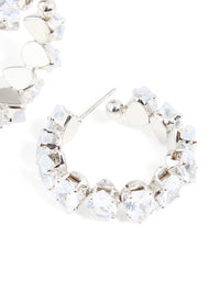Silver Cubic Zirconia Cluster Hoop Earrings - link has visual effect only