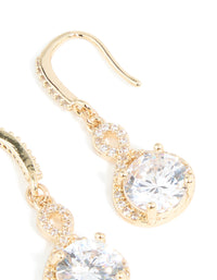 Gold Cubic Zirconia Dainty Circle Drop Earrings - link has visual effect only