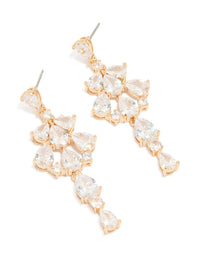 Gold Plated Large Multi Cubic Zirconia Pear Drop Earrings - link has visual effect only