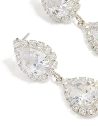 Silver Cubic Zirconia Pearl Pear Drop Earrings - link has visual effect only