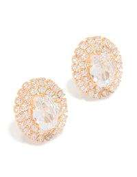 Gold Cubic Zirconia Oval Stud Earrings - link has visual effect only