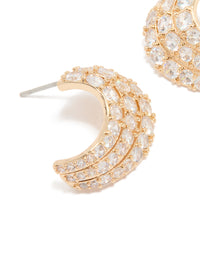Gold Cubic Zirconia Curved Stud Earrings - link has visual effect only