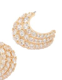 Gold Cubic Zirconia Curved Stud Earrings - link has visual effect only