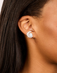 Silver Cubic Zirconia Vine Wrap Stud Earrings - link has visual effect only