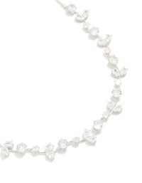 Silver Cubic Zirconia Floral Cluster Necklace - link has visual effect only