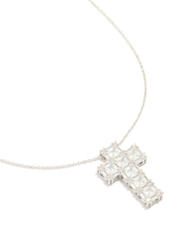 Silver Cubic Zirconia Mega Cross Necklace - link has visual effect only
