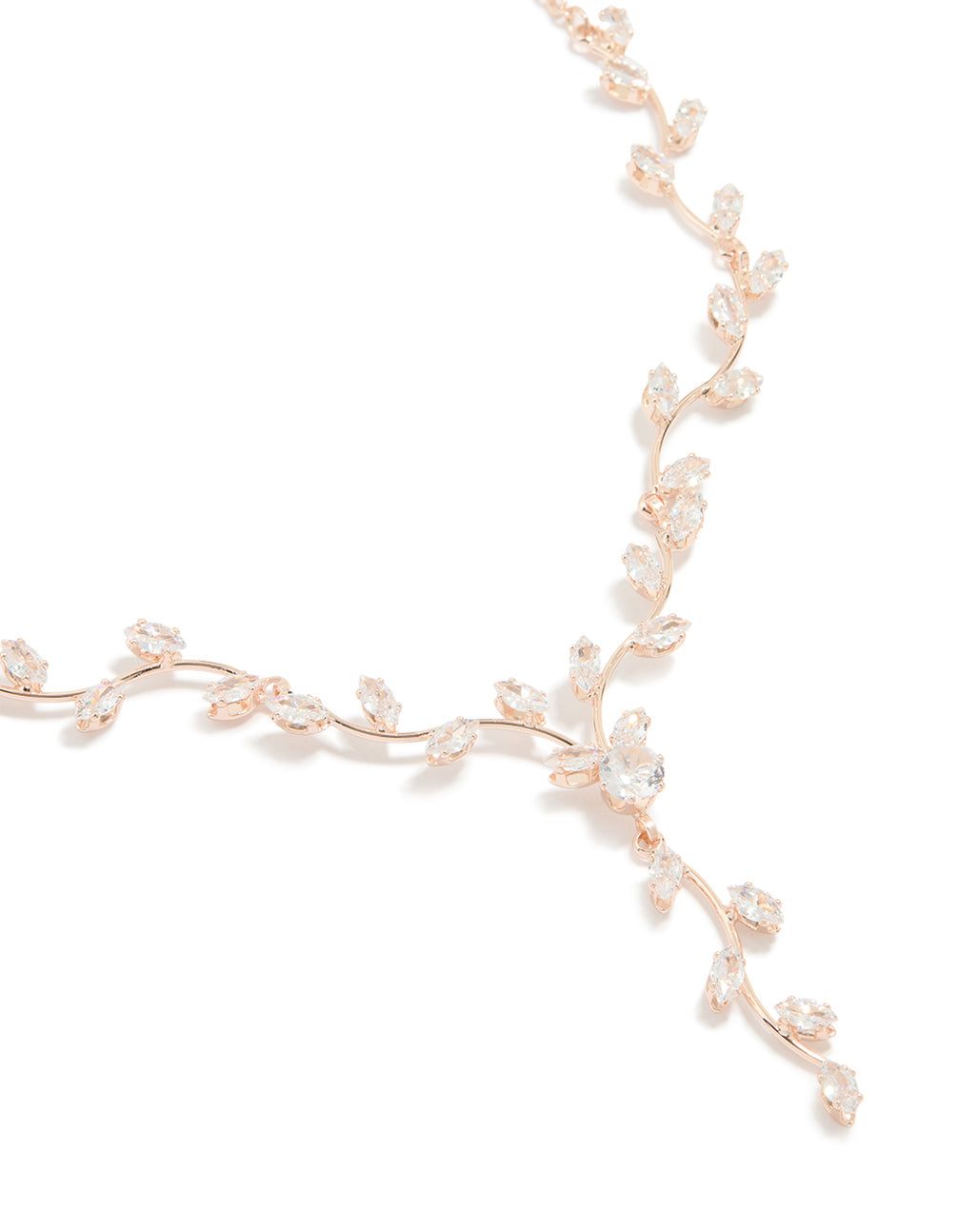 Rose Gold Cubic Zirconia Vine Y-Necklace