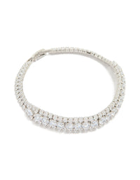 Silver Cubic Zirconia Marquise Statement Tennis Bracelet - link has visual effect only