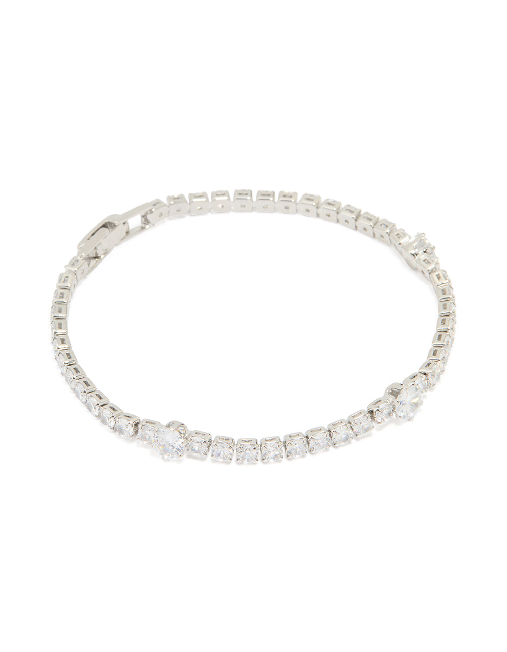 Silver Cubic Zirconia Round Tennis Bracelet