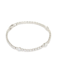 Silver Cubic Zirconia Round Tennis Bracelet - link has visual effect only