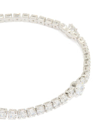 Silver Cubic Zirconia Round Tennis Bracelet - link has visual effect only