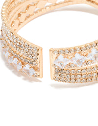 Gold Cubic Zirconia Multi Cross Wrist Cuff - link has visual effect only