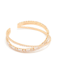 Gold Cubic Zirconia Rectangular Wrap Wrist Cuff - link has visual effect only