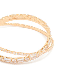 Gold Cubic Zirconia Rectangular Wrap Wrist Cuff - link has visual effect only