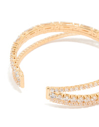 Gold Cubic Zirconia Rectangular Wrap Wrist Cuff - link has visual effect only