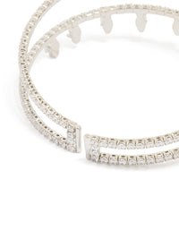 Silver Cubic Zirconia Princess Cut Marquise Wrist Cuff - link has visual effect only