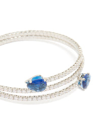 Silver Blue Cubic Zirconia Wrap Wrist Cuff - link has visual effect only
