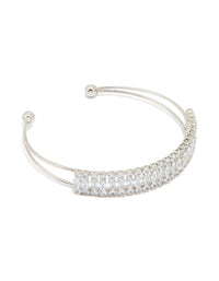 Silver Cubic Zirconia Marquise Wrist Cuff - link has visual effect only