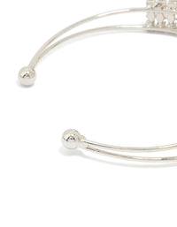 Silver Cubic Zirconia Marquise Wrist Cuff - link has visual effect only