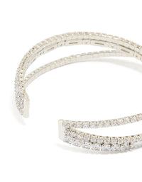 Silver Cubic Zirconia Rectangular Wrap Wrist Cuff - link has visual effect only