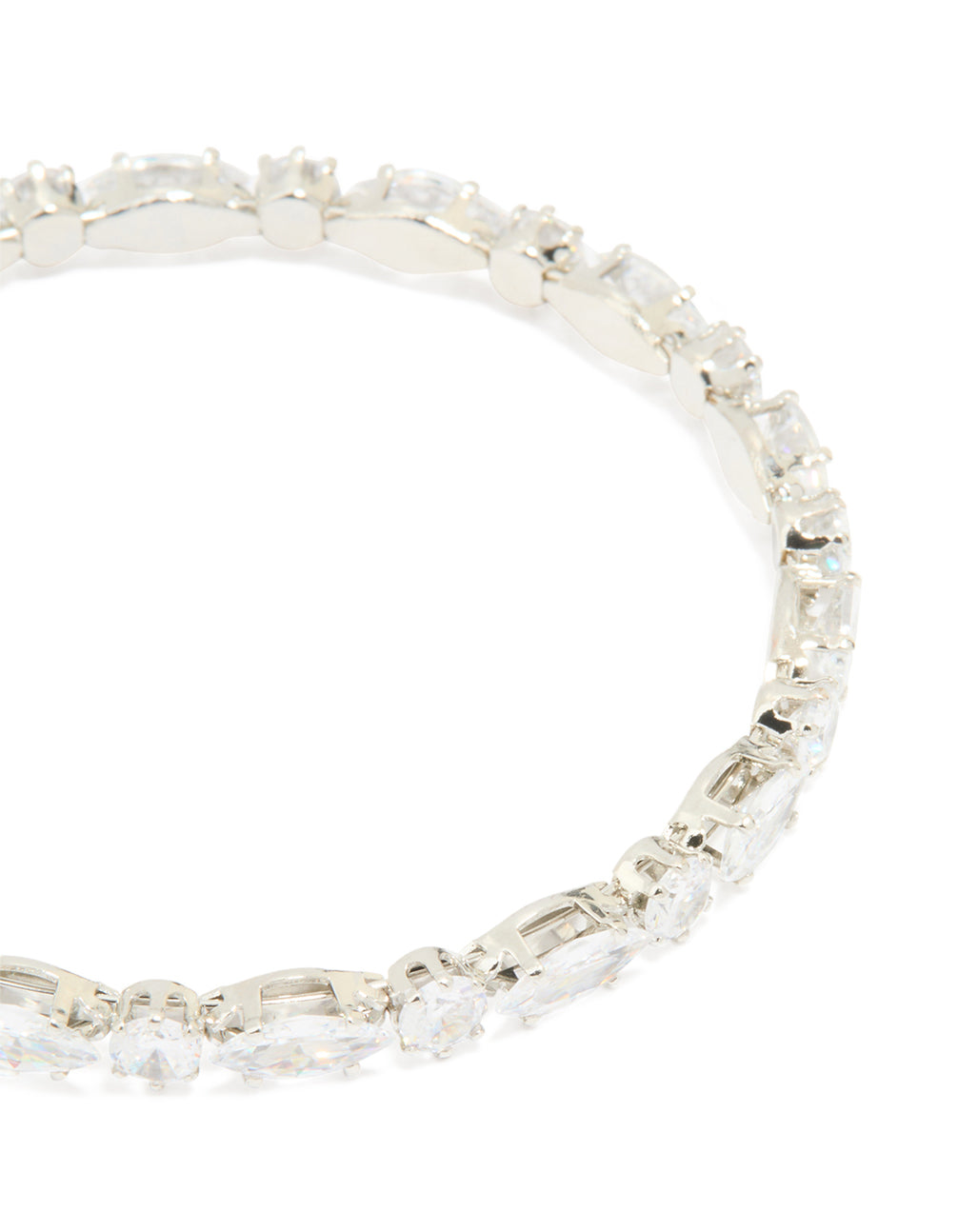 Silver Cubic Zirconia Mixed Stone Wrist Cuff