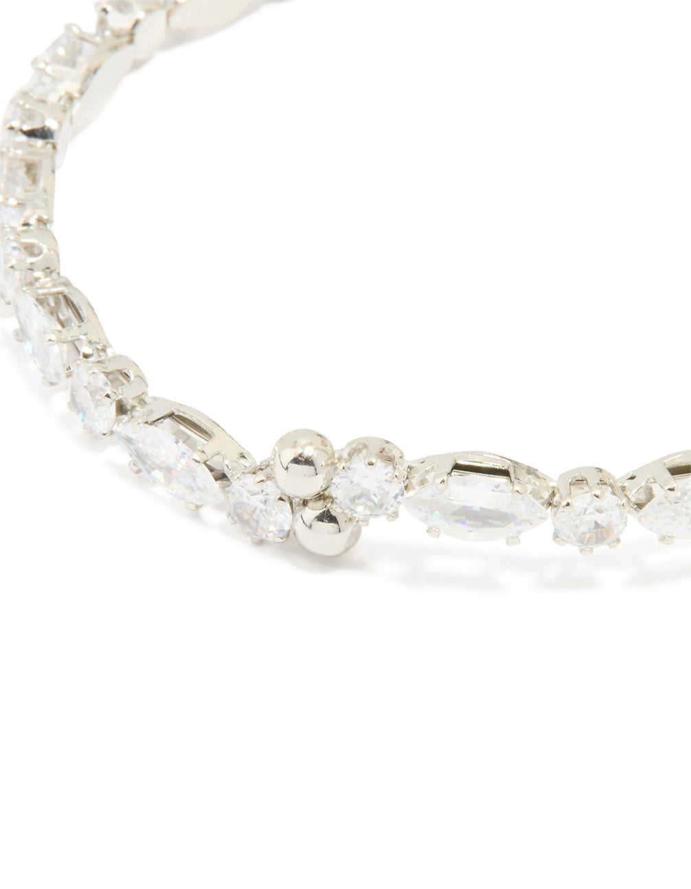Silver Cubic Zirconia Mixed Stone Wrist Cuff