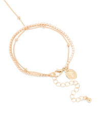 Gold Cubic Zirconia Dainty Layered Hand Chain - link has visual effect only