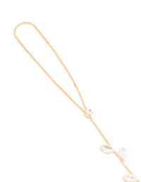 Gold Cubic Zirconia Marquise Hand Chain - link has visual effect only