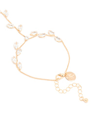 Gold Cubic Zirconia Marquise Hand Chain - link has visual effect only