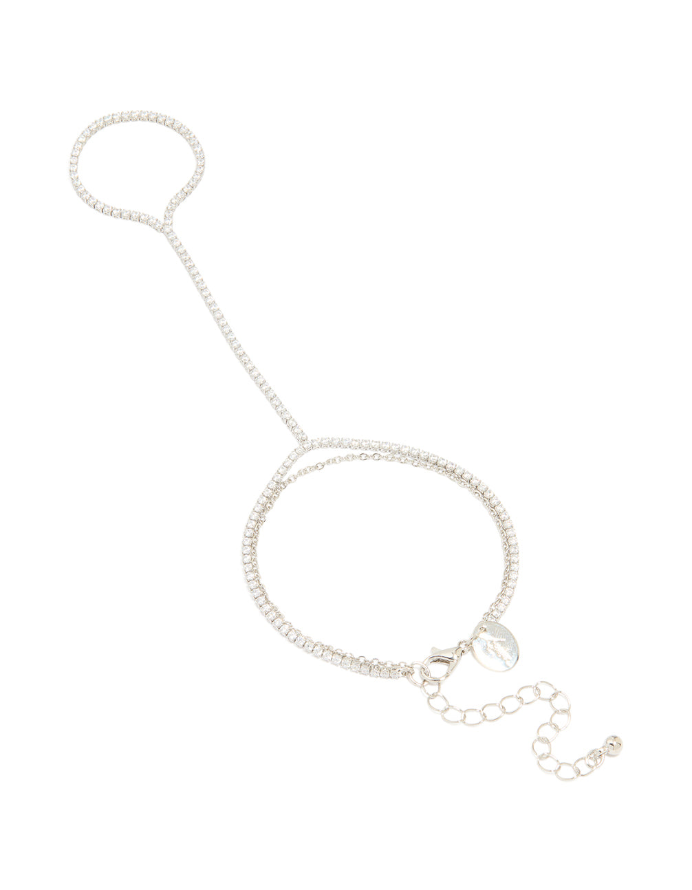 Silver Cubic Zirconia Dainty Tennis Hand Chain