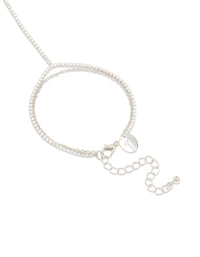 Silver Cubic Zirconia Dainty Tennis Hand Chain - link has visual effect only