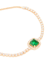 Gold Green Cubic Zirconia Square Halo Toggle Bracelet - link has visual effect only