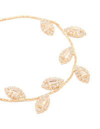 Gold Cubic Zirconia Multi Leaf Toggle Bracelet - link has visual effect only