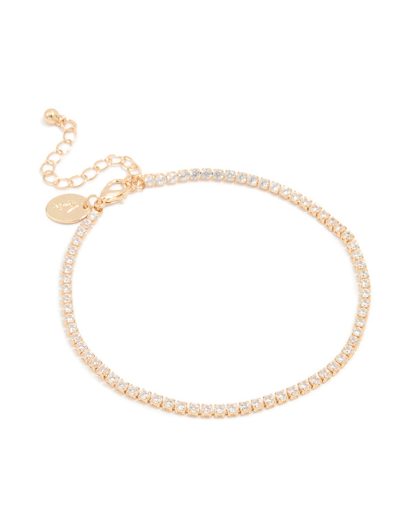 Gold Plated Cubic Zirconia Tennis Anklet