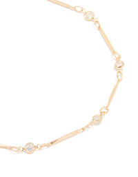 Gold Cubic Zirconia Dainty Bar Anklet - link has visual effect only